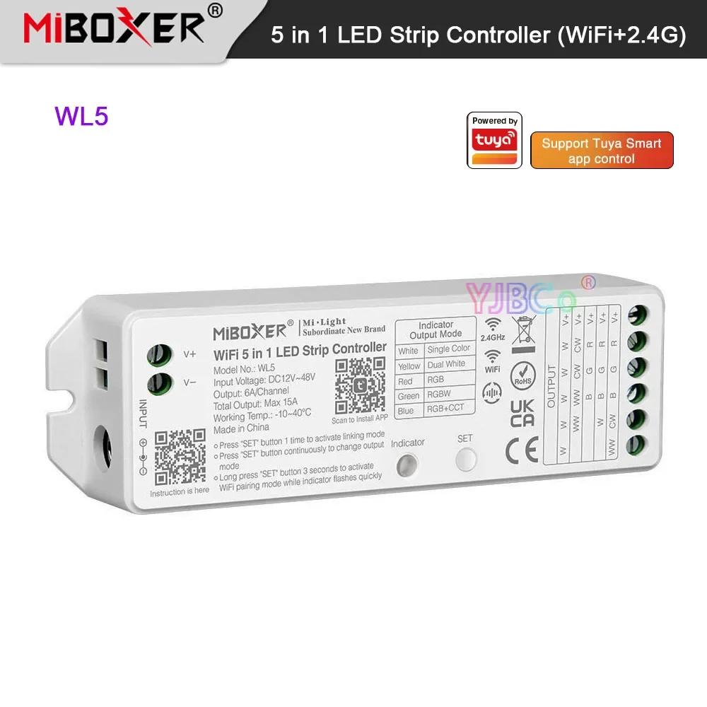 Miboxer  LED Ʈ Ʈѷ, 5 in 1, 12V, 24V, ܻ,  ȭƮ, RGB, RGBW, RGB + CCT Ʈ  , 2.4G 